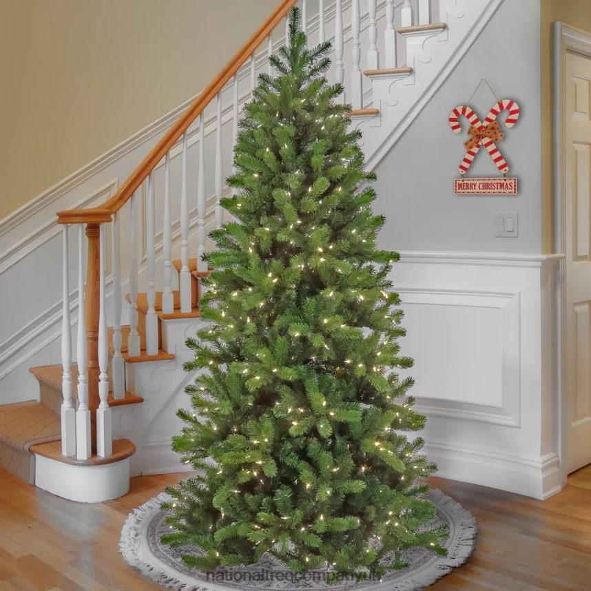 Trees | National Tree Company Artificial Down swept Douglas Slim Fir Christmas Tree Pre-Lit with Warm White LED Lights Plug In 75 ft F2L4F5